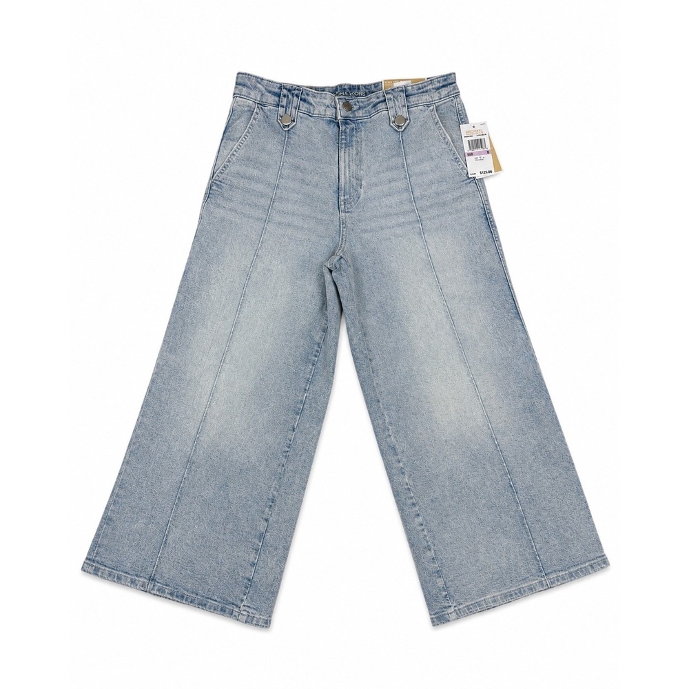 Michael Michael Kors Wide Leg Seam Front Jeans Light Stone Wash QS6907RL0K 6